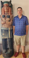 VTG Cigar Store 7 ft Tall Indian Hand Carved Statu