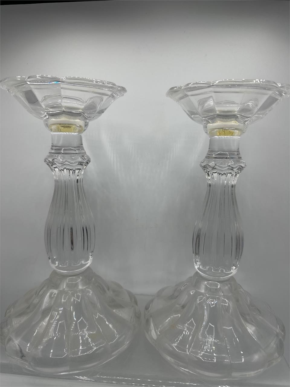 Vintage glass candlestick holders