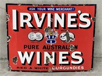 IRVINE’S PURE AUSTRALIAN WINES Enamel Sign
