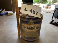 Vintage Champlin 5 gallon oil can (empty)