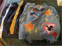 Ladies Denim Butterfly Blouse and 2 Athletic Pants