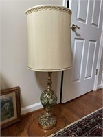 Vintage Mid Century Brass and Glass Lamp