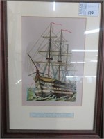 FRAMED MIXED MEDIA  OF NELSONS FLAGSHIP