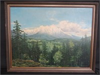 FOREST & MOUNTAIN SCENE OIL SIGNED GUY ROBERTS