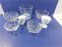 Pressed Glass Lot (Some Etched)-- Waterford Bowl,