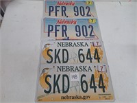 2 Sets of Nebraska License Plates