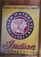 INDIAN MOTORYCLE TIN SIGN !-D-1