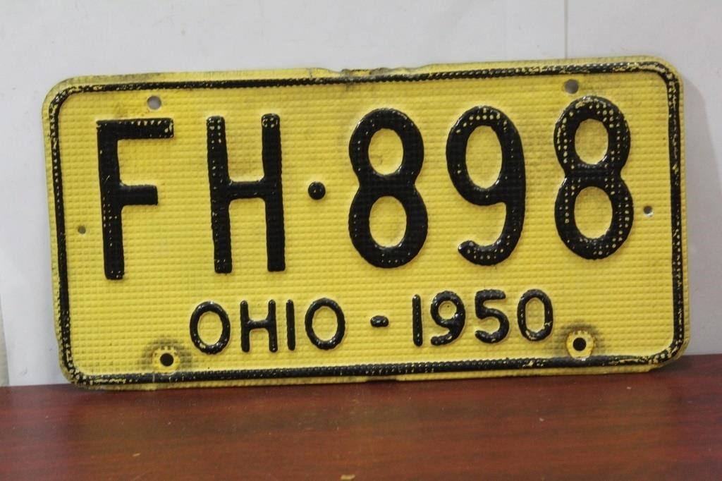 A 1950 Ohio License Plate