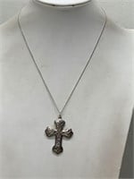 STERLING SILVER CROSS PENDANT NECKLACE