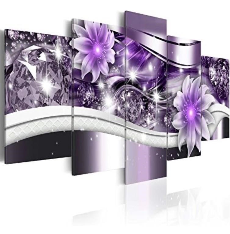 Abstract Purple Flower Painting Artwork Modern