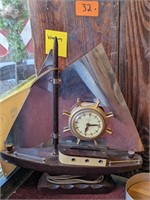 Vintage United Sailboat Clock - Working