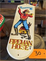 Wooden Fireman Hose Sign