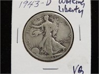 1943 D WALKING LIBERTY HALF DOLLAR 90%