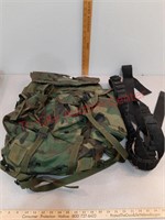Lot of canvas Army hunting bag and ammo belts