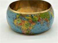Vintage MCM Enamel World Globe Bracelet