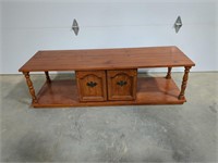 Wooden coffee table with 2 doors in middle, 60"w