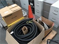 Pallet of Hoses, Light Bulbs, Safety Cones, Etc