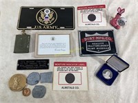 MISC LOT OF PLAQUES, METALS AND OTHERS