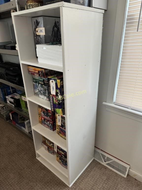 5- Tier white wooden bookshelf