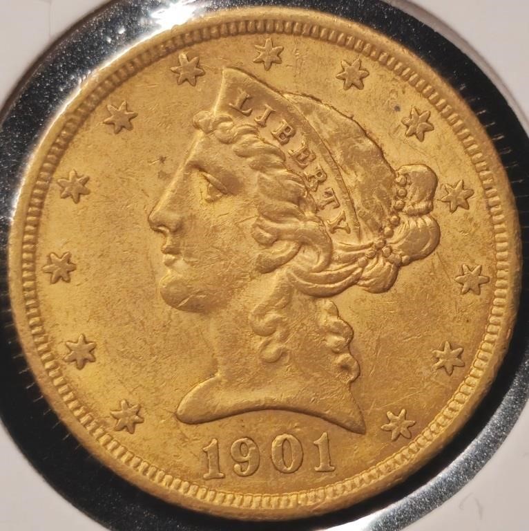 1901-S $5 Gold Half Eagle Coin