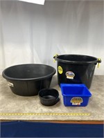 Rubber and plastic feed pans and muck tub