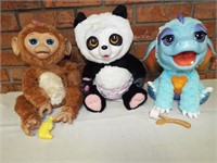 FurReal friends Giggly Monkey, Panda and Dragon.