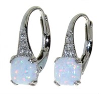 Elegant 2.00 ct White Opal Cushion Cut Earrings