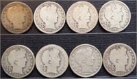 (8) 90% Silver Barber Half Dollars - Coins