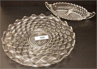 American Fostoria Handled Bowl & Large Platter