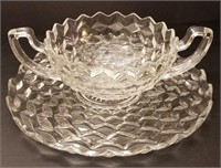 American Fostoria Handled Bowl & Large Platter