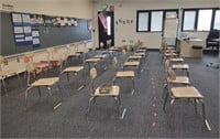 Teacher Desk (36"×29"×72") (1) & Chairs 26"T (7)
