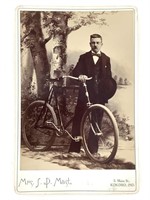 Cabinet Card Photograph Man w/ Bicycle Kokomo IN