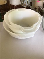 3 bowls - white glass