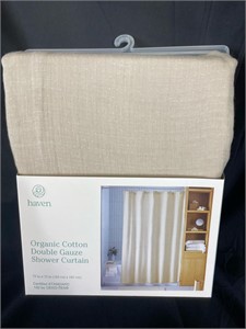 Haven Organic Cotton Shower Curtain Biege