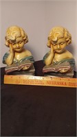 (2) 1940’s Hand Painted Chalkware Bookends.