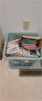 Laundry basket of assorted greeting cards