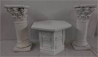 Patio Table 22"x18" & 2 Ceramic Pylons 28"x10"