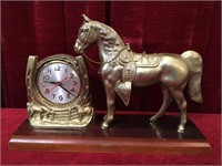 1960s Brass Horse Figure Clock - Note