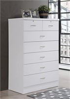 HODEDAH 7 Drawer Wood Dresser, White - new