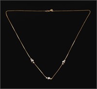 14K Gold Box Chain 2 Tone Necklace