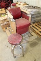 Antique Barber Chair & Stool