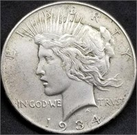 1934-P Peace Silver Dollar, High Grade, Better