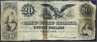 Genuine 1800s Bank of State of GA $20 note