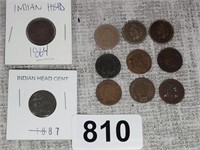 (11) PRE 1900 INDIAN HEAD CENTS