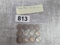 (12) MIXED 1930S BUFFALO NICKELS