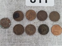 (9) 1900S INDIAN HEAD CENTS