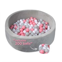 Nuby Velvet Ball Pit  200 Balls  Pink & Gray