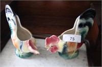 MID-CENTURY 2PC ROYAL COPLEY CERAMIC ROOSTERS