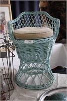 VINTAGE BLUE WICKER CHILDS CHAIR