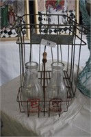 VINTAGE EGG CRATE & MILK BOTTLE CARRIER 2 BOTTLES